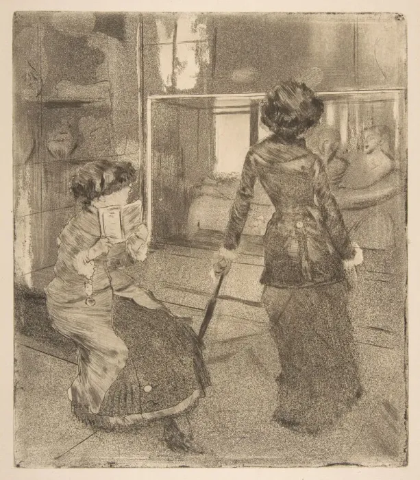 Framed Print : Mary Cassatt at the Louvre: The Etruscan Gallery, 1879-80. Creator: Edgar Degas Framed Print : Mary Cassatt at the Louvre: The Etruscan Gallery, 1879-80. Creator: Edgar Degas