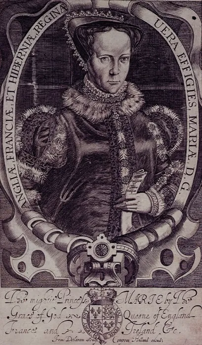 Framed Print : Mary I, Queen of England and Ireland, 1618. Creators: Renold Elstrack, Francis Delaram Framed Print : Mary I, Queen of England and Ireland, 1618. Creators: Renold Elstrack, Francis Delaram