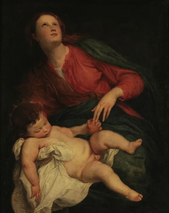 Framed Print : Mary with the Infant Jesus sleeping, c1627. Creator: Dyck, Sir Anthony van (1599-1641) Framed Print : Mary with the Infant Jesus sleeping, c1627. Creator: Dyck, Sir Anthony van (1599-1641)
