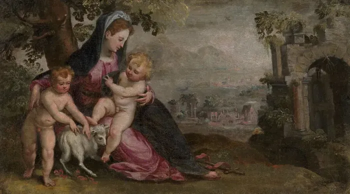 Framed Print : Mary with Jesus and John, 1503-1603. Creator: Lodewijk Toeput Framed Print : Mary with Jesus and John, 1503-1603. Creator: Lodewijk Toeput