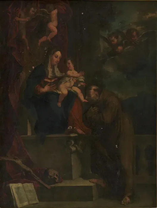Framed Print : Mary, Jesus and St Francis, 1570-1719. Creator: Carracci'erne Framed Print : Mary, Jesus and St Francis, 1570-1719. Creator: Carracci'erne