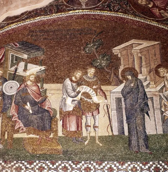 Framed Print : Mary and Joseph before Cyrenius, Byzantine Mosaic, Chora Church, Istanbul, c1310-1320 Framed Print : Mary and Joseph before Cyrenius, Byzantine Mosaic, Chora Church, Istanbul, c1310-1320