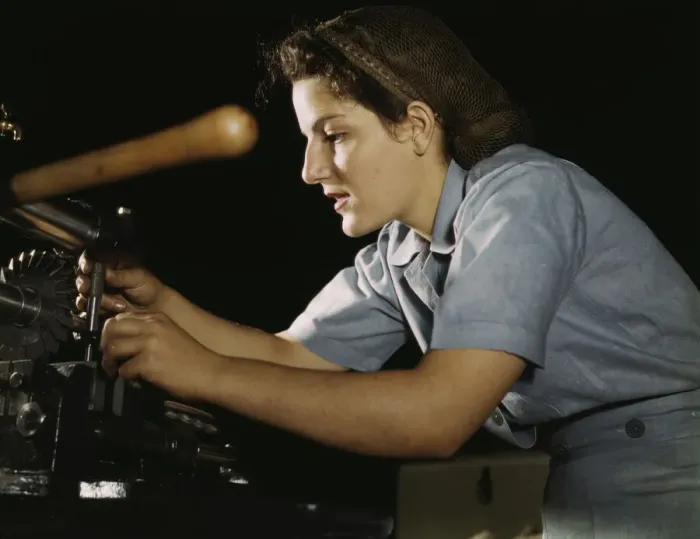 Framed Print : Mary Louise Stepan, 21, used to be a waitress... Consolidated Aircraft Corp. Fort Worth, Texas, 1942 Creator: Howard Hollem Framed Print : Mary Louise Stepan, 21, used to be a waitress... Consolidated Aircraft Corp. Fort Worth, Texas, 1942 Creator: Howard Hollem