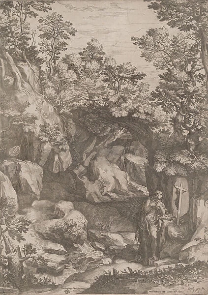 Mary Magdalen Repentant in the Wilderness, 1573. Creator: Cornelis Cort