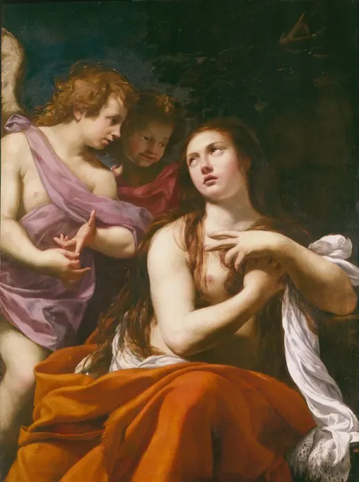 Framed Print : Mary Magdalene and two Angels, 1621. Creator: Vouet, Simon (1590-1649) Framed Print : Mary Magdalene and two Angels, 1621. Creator: Vouet, Simon (1590-1649)