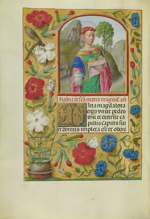Framed Print : Mary Magdalene with a Book and an Ointment Jar; Spinola Hours, about 1510-1520. Creator: Workshop of Master of the First Prayer Book of Maximilian Framed Print : Mary Magdalene with a Book and an Ointment Jar; Spinola Hours, about 1510-1520. Creator: Workshop of Master of the First Prayer Book of Maximilian