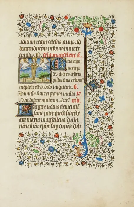 Framed Print : Mary Magdalene Borne Aloft to Heaven by Angels; Book of Hours, about 1440-1450. Creator: Workshop of the Bedford Master Framed Print : Mary Magdalene Borne Aloft to Heaven by Angels; Book of Hours, about 1440-1450. Creator: Workshop of the Bedford Master