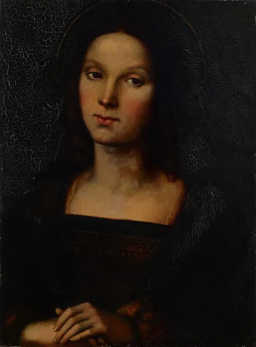 Framed Print : Mary Magdalene, copy after Pietro Perugino, 1897. Creator: Albert Gebhard Framed Print : Mary Magdalene, copy after Pietro Perugino, 1897. Creator: Albert Gebhard