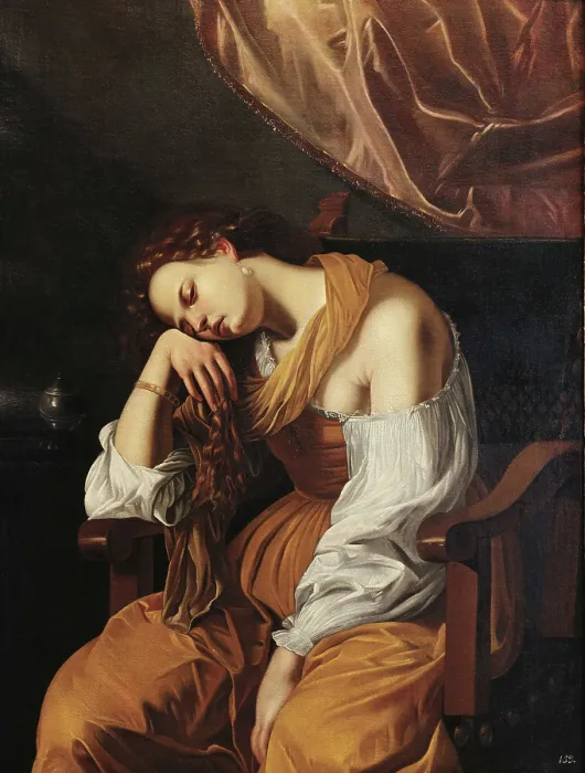 Framed Print : Mary Magdalene as Melancholy, 1622-1625. Creator: Gentileschi, Artemisia (1598-1653) Framed Print : Mary Magdalene as Melancholy, 1622-1625. Creator: Gentileschi, Artemisia (1598-1653)