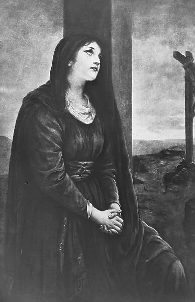 Mary Magdalene seated below the Cross, late 19th or early 20th century. Artist: Newton & Co
