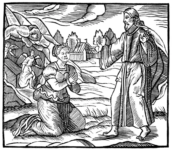 Framed Print : Mary Magdalene seeing the apparition of the risen Jesus Christ, c1500 Framed Print : Mary Magdalene seeing the apparition of the risen Jesus Christ, c1500