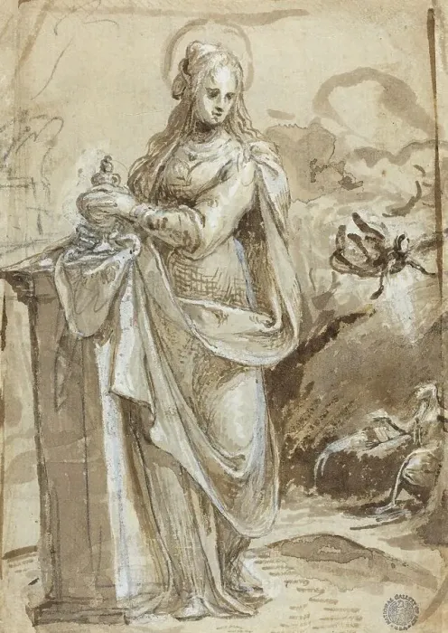Framed Print : Mary Magdalene [verso], in or after 1524. Creator: Biagio Pupini