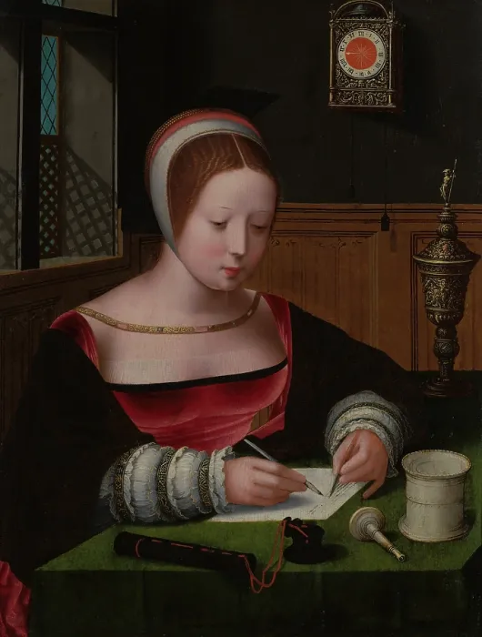 Framed Print : Mary Magdalene Writing, 1st half of 16th century. Creator: Master of the Female Half-Lengths Framed Print : Mary Magdalene Writing, 1st half of 16th century. Creator: Master of the Female Half-Lengths