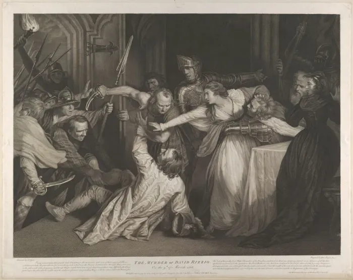 Framed Print : Mary, Queen of Scots witnessing the murder of David Rizzio, January 1, 1791. Creator: Isaac Taylor Framed Print : Mary, Queen of Scots witnessing the murder of David Rizzio, January 1, 1791. Creator: Isaac Taylor