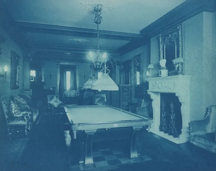 Framed Print : Mary Scott Townsend House, Wash. D.C.: Billiard room, c1910. Creator: Frances Benjamin Johnston Framed Print : Mary Scott Townsend House, Wash. D.C.: Billiard room, c1910. Creator: Frances Benjamin Johnston