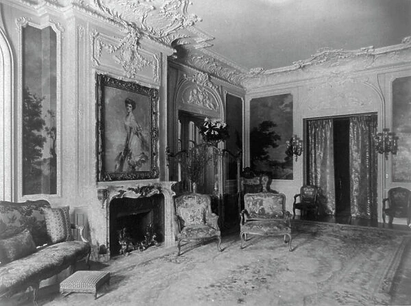 Mary Scott Townsend House, Wash. D.C.: Living room with fireplace, c1910-1911. Creator: Frances Benjamin Johnston
