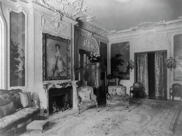 Framed Print : Mary Scott Townsend House, Wash. D.C.: Living room with fireplace, c1910-1911. Creator: Frances Benjamin Johnston Framed Print : Mary Scott Townsend House, Wash. D.C.: Living room with fireplace, c1910-1911. Creator: Frances Benjamin Johnston