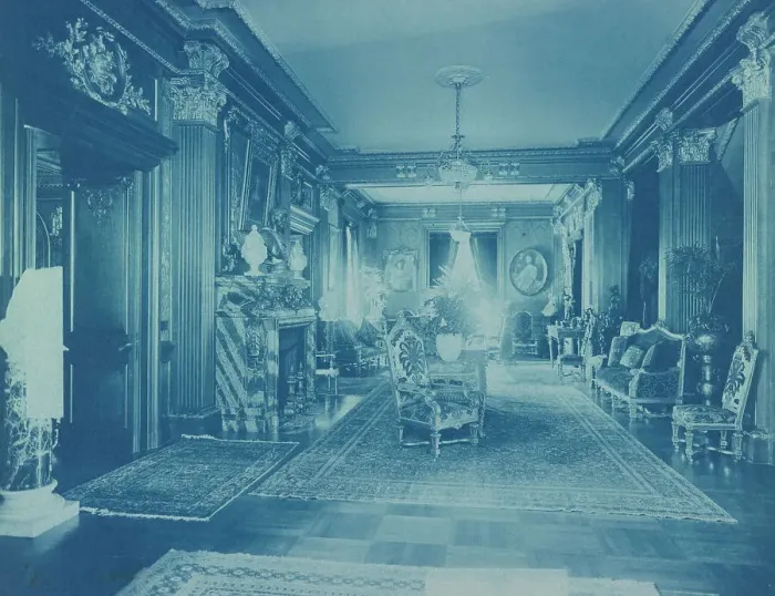 Framed Print : Mary Scott Townsend House, Wash. D.C.: Lobby with fireplace, c1910. Creator: Frances Benjamin Johnston