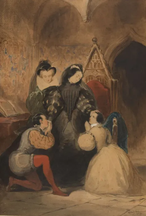 Framed Print : Mary Stuart blessing Roland Groeme and Catherine Seyton Framed Print : Mary Stuart blessing Roland Groeme and Catherine Seyton