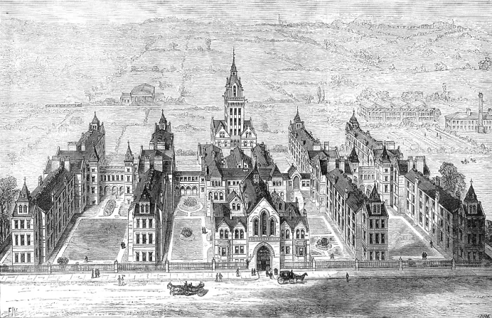 Framed Print : The Marylebone Infirmary, Notting-Hill, opened by the Prince and Princess of Wales, 1881. Creator: Crane Framed Print : The Marylebone Infirmary, Notting-Hill, opened by the Prince and Princess of Wales, 1881. Creator: Crane