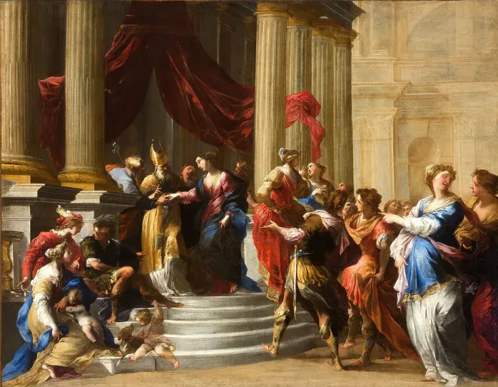 Framed Print : Mary's engagement to Joseph, 1645-1650. Creator: Castello, Valerio (1624-1659) Framed Print : Mary's engagement to Joseph, 1645-1650. Creator: Castello, Valerio (1624-1659)