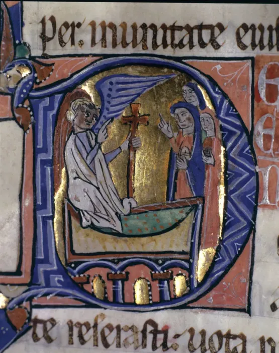 Framed Print : The Three Marys at the Tomb, illuminated capital letter in the Episcopal Sacramentary of Elna Framed Print : The Three Marys at the Tomb, illuminated capital letter in the Episcopal Sacramentary of Elna