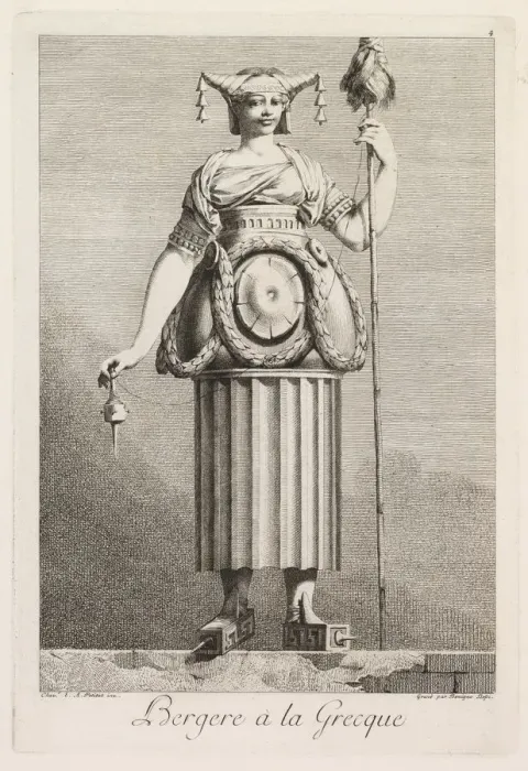 Framed Print : Mascarade a la Grecque: Bergere a la Grecque (Plate 4), 1771. Creator Framed Print : Mascarade a la Grecque: Bergere a la Grecque (Plate 4), 1771. Creator