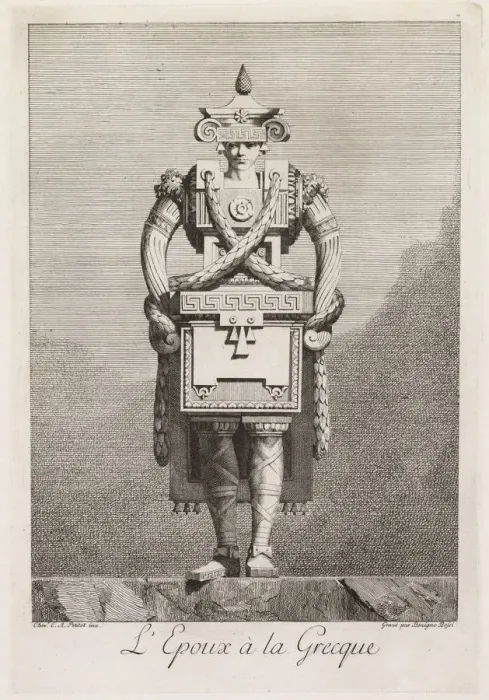 Framed Print : Mascarade a la Grecque: LEpoux a la Grecque (Plate 7), 1771. Creator: Benigno Bossi Framed Print : Mascarade a la Grecque: LEpoux a la Grecque (Plate 7), 1771. Creator: Benigno Bossi