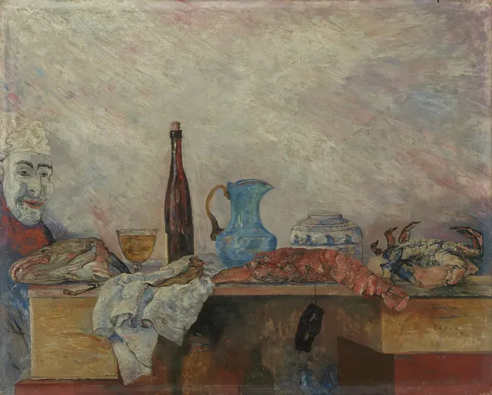 Framed Print : Mask and Crustaceans (vive le Careme), 1891. Creator: James Ensor Framed Print : Mask and Crustaceans (vive le Careme), 1891. Creator: James Ensor
