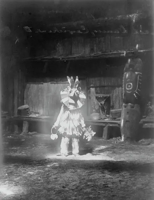 Framed Print : Masked dancer, Cowichan, c1913. Creator: Edward Sheriff Curtis Framed Print : Masked dancer, Cowichan, c1913. Creator: Edward Sheriff Curtis