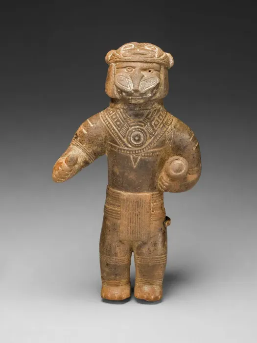 Framed Print : Masked Figurine Holding a Drum, Possibly a Ocarina (Whistle), c. A. D. 1300 Framed Print : Masked Figurine Holding a Drum, Possibly a Ocarina (Whistle), c. A. D. 1300