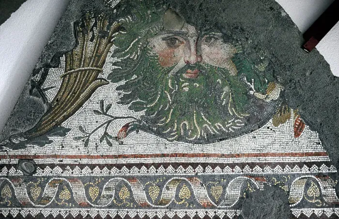Framed Print : Masked head, mosaic pavement in the Great Palace of Constantinople, 4th-6th century. Creator: Unknown Framed Print : Masked head, mosaic pavement in the Great Palace of Constantinople, 4th-6th century. Creator: Unknown