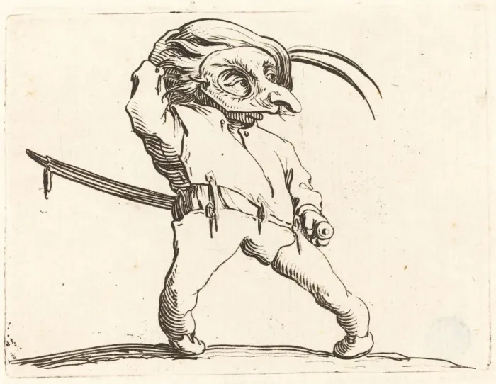Framed Print : Masked Man with Twisted Feet, c. 1622. Creator: Jacques Callot