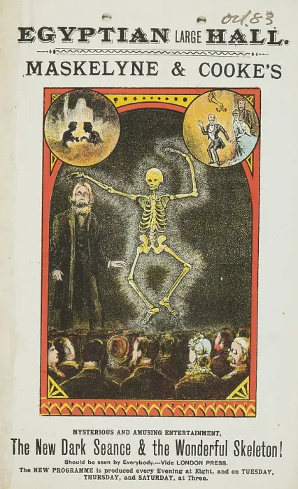 Framed Print : Maskelyne & Cooke's The New Dark Seance & the Wonderful Skeleton! at the Egyptian Hall, 1883. Creator: Unknown. Maskelyne & Cooke's The New Dark Seance & the Wonderful Skeleton! at the Egyptian Hall, 1883. Creator: Unknown Framed Print : Maskelyne & Cooke's The New Dark Seance & the Wonderful Skeleton! at the Egyptian Hall, 1883. Creator: Unknown. Maskelyne & Cooke's The New Dark Seance & the Wonderful Skeleton! at the Egyptian Hall, 1883. Creator: Unknown