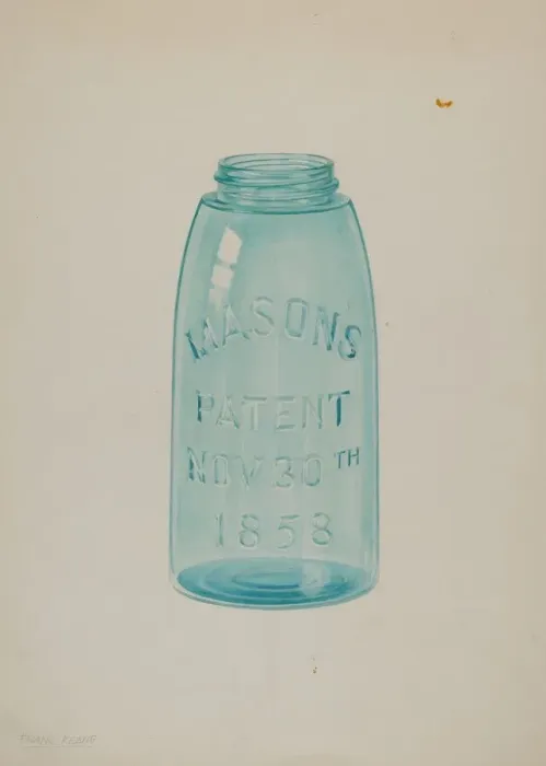 Framed Print : Mason Jar, c. 1939. Creator: Cora Parker Framed Print : Mason Jar, c. 1939. Creator: Cora Parker