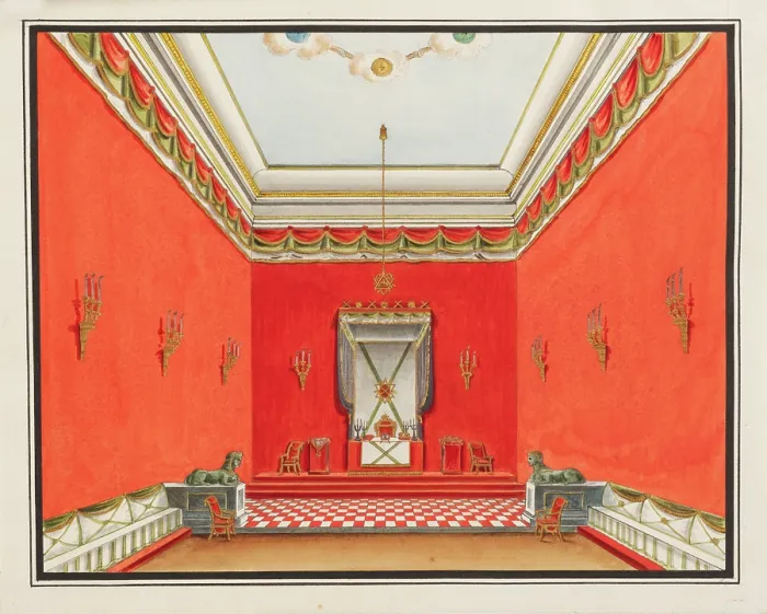 Framed Print : Masonic Lodge. From 'Rite Ecossais Philosophique', c1815. Creator: Anonymous Framed Print : Masonic Lodge. From 'Rite Ecossais Philosophique', c1815. Creator: Anonymous