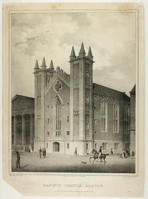 Framed Print : Masonic Temple, Boston, 1832. Creator: Benjamin F Nutting Framed Print : Masonic Temple, Boston, 1832. Creator: Benjamin F Nutting