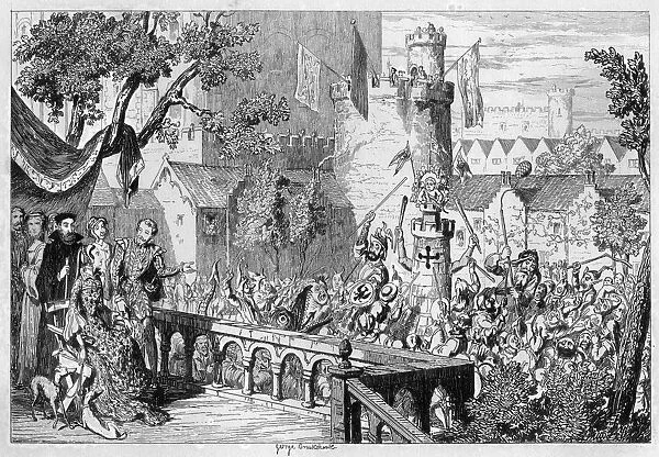 Masque in the palace garden of the Tower of London, 1840. Artist: George Cruikshank