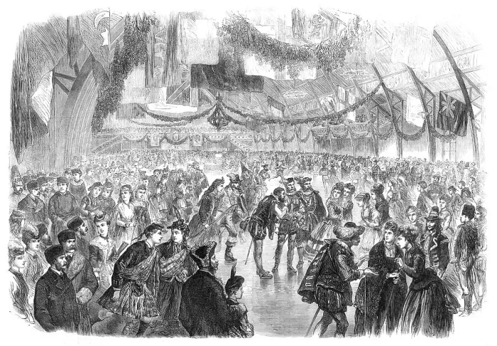 Framed Print : Masquerade at the Skating Rink, Montreal, 1870. Creator: Unknown Framed Print : Masquerade at the Skating Rink, Montreal, 1870. Creator: Unknown