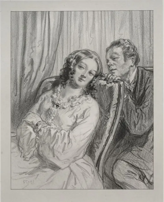 Framed Print : Masques et visages: Par-ci, par-la: Mame Beauminet, ta majeste... 1857-58. Creator Framed Print : Masques et visages: Par-ci, par-la: Mame Beauminet, ta majeste... 1857-58. Creator