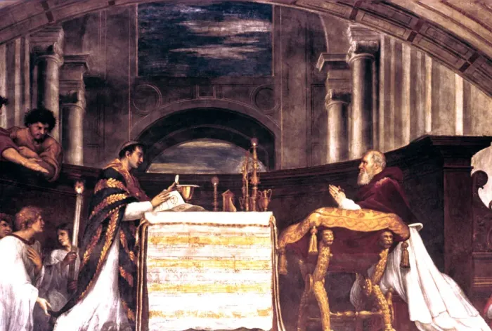 Framed Print : The Mass at Bolsena detail, 1512. Artist: Raphael Framed Print : The Mass at Bolsena detail, 1512. Artist: Raphael