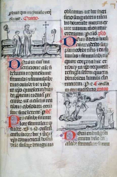 Framed Print : Mass for the buried in a graveyard, and anniversary mass for souls of the dead, 14th century Framed Print : Mass for the buried in a graveyard, and anniversary mass for souls of the dead, 14th century
