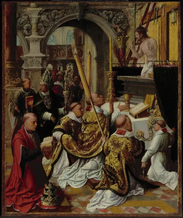 Framed Print : The Mass of Saint Gregory the Great, about 1510-1550. Creator: Adriaen Isenbrandt Framed Print : The Mass of Saint Gregory the Great, about 1510-1550. Creator: Adriaen Isenbrandt