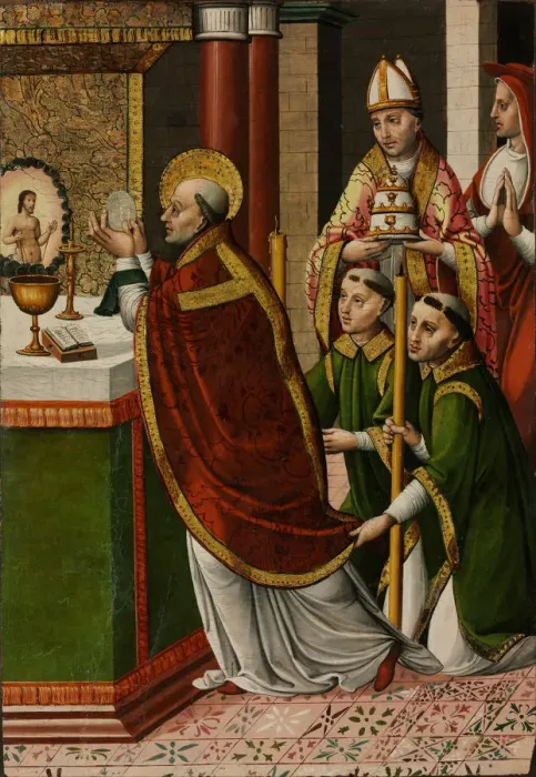 Framed Print : The Mass of Saint Gregory the Great. Artist: Master of Portillo (active 1520-1530)