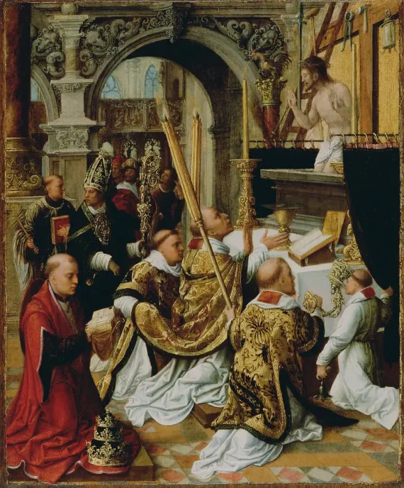Framed Print : The Mass of Saint Gregory the Great, ca 1510-1520. Artist: Isenbrant, Adriaen (1490-1551) Framed Print : The Mass of Saint Gregory the Great, ca 1510-1520. Artist: Isenbrant, Adriaen (1490-1551)
