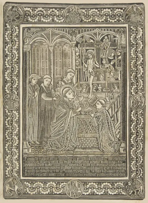 Framed Print : The Mass of Saint Gregory, late 15th century. Creator: The Master of the Mountainlike Clouds and The Master of the Church Fathers Border Framed Print : The Mass of Saint Gregory, late 15th century. Creator: The Master of the Mountainlike Clouds and The Master of the Church Fathers Border