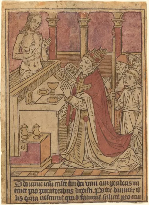 Framed Print : The Mass of Saint Gregory [recto], c. 1490. Creator: Unknown