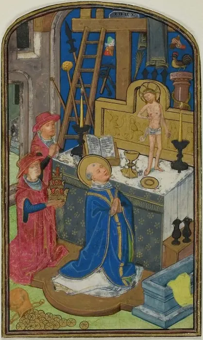 Framed Print : The Mass of St. Gregory, from a Book of Hours, 1460 / 70. Creator: Willem Vrelant or his workshop (Bruges) Framed Print : The Mass of St. Gregory, from a Book of Hours, 1460 / 70. Creator: Willem Vrelant or his workshop (Bruges)