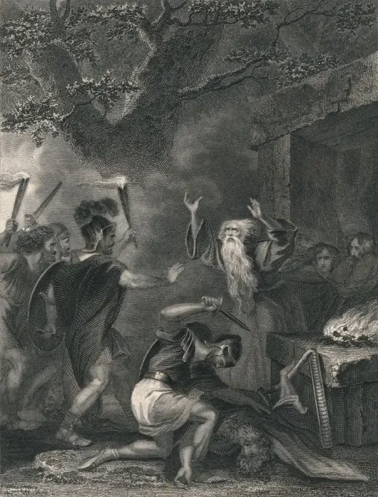 Framed Print : The Massacre of the Druids, (mid 19th century). Creator: J Rogers Framed Print : The Massacre of the Druids, (mid 19th century). Creator: J Rogers