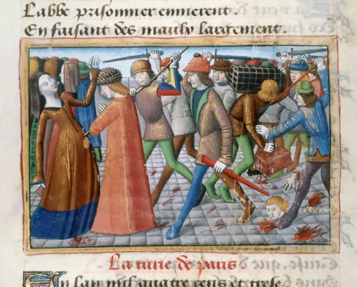 Framed Print : Massacre of the inhabitants of Paris, May 1413, (1484) Framed Print : Massacre of the inhabitants of Paris, May 1413, (1484)